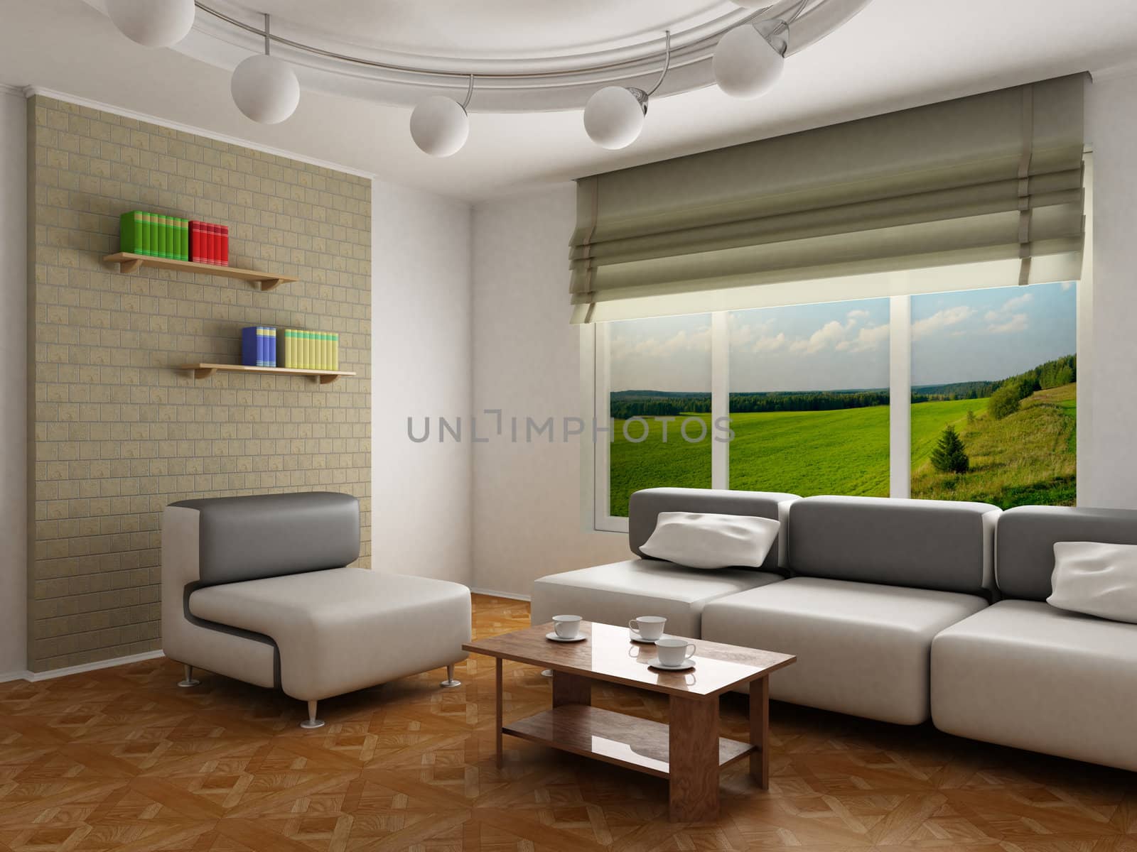 Interior of a room of rest. 3D image