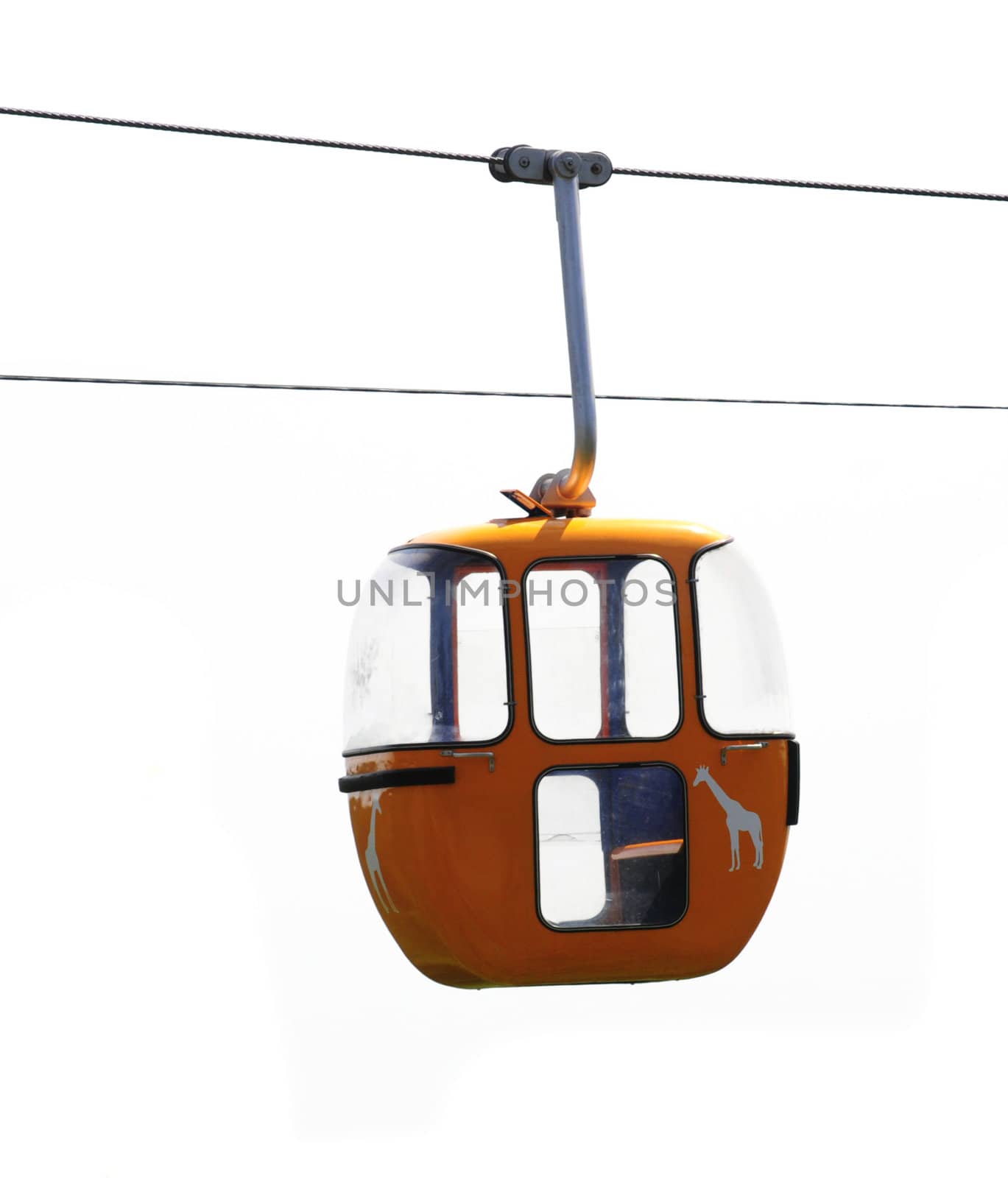 orange aerial cable way in zoo