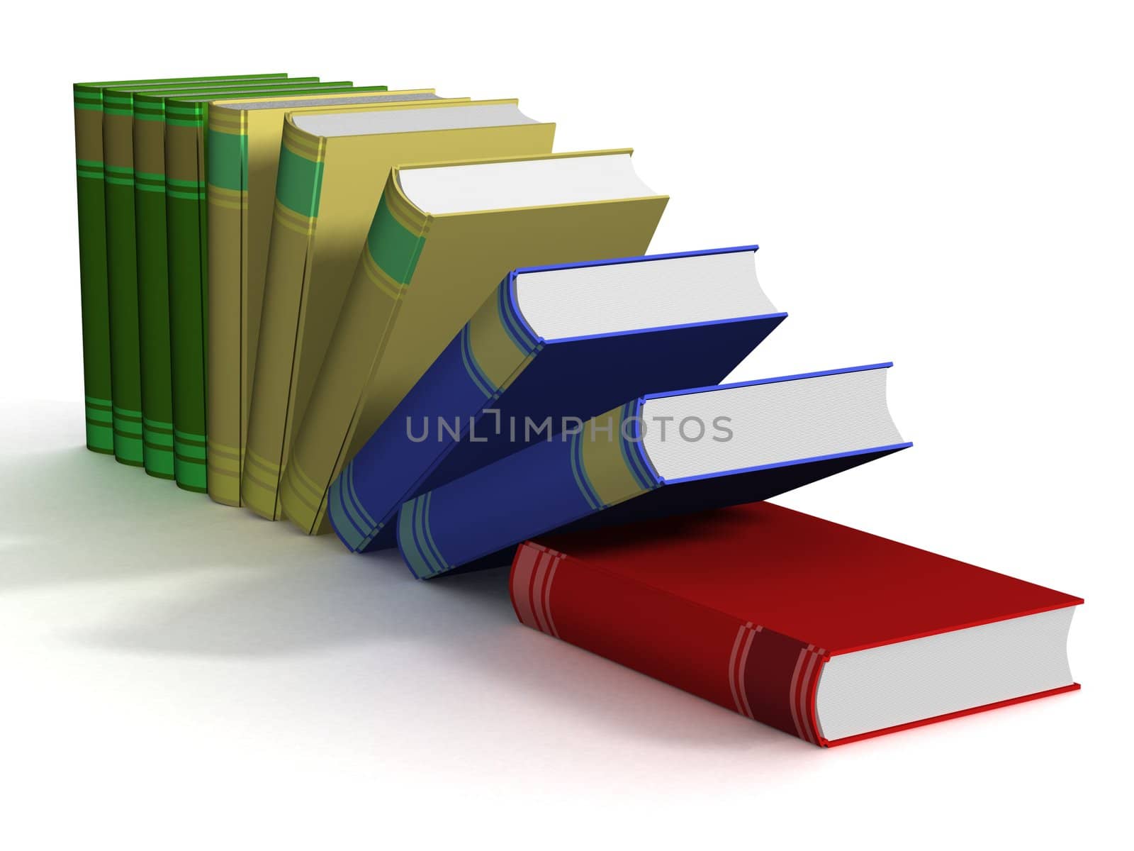 Falling books. 3D isolated image.