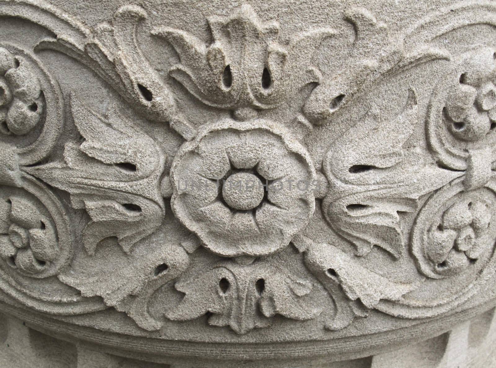 Floral pattern carved into stone by ADavis