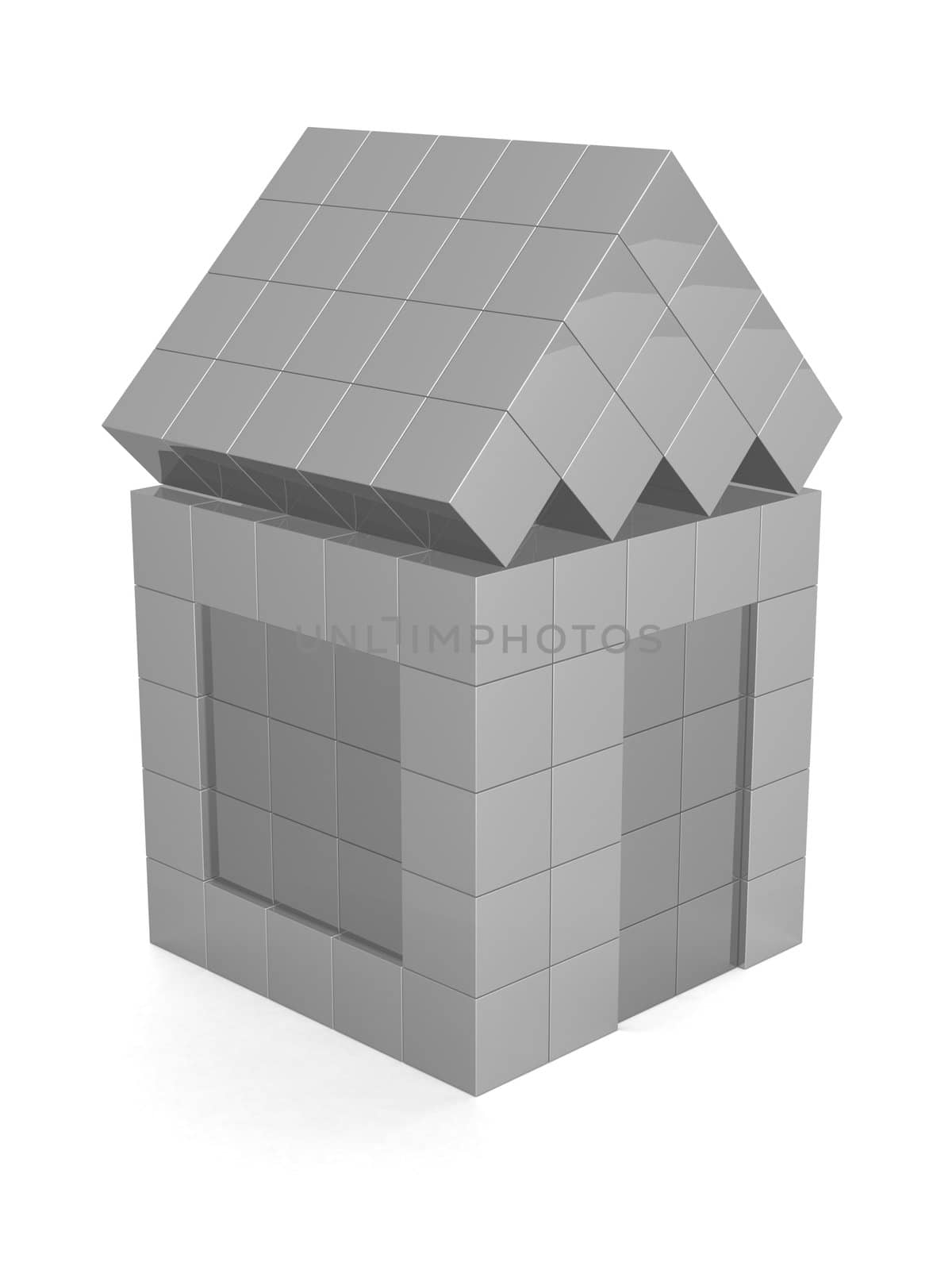 House from cubes. The isolated illustration. 3D image.
