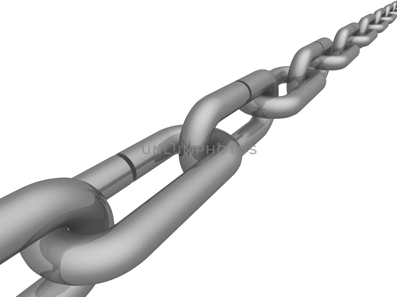 Metal chain on a white background. 3D image.