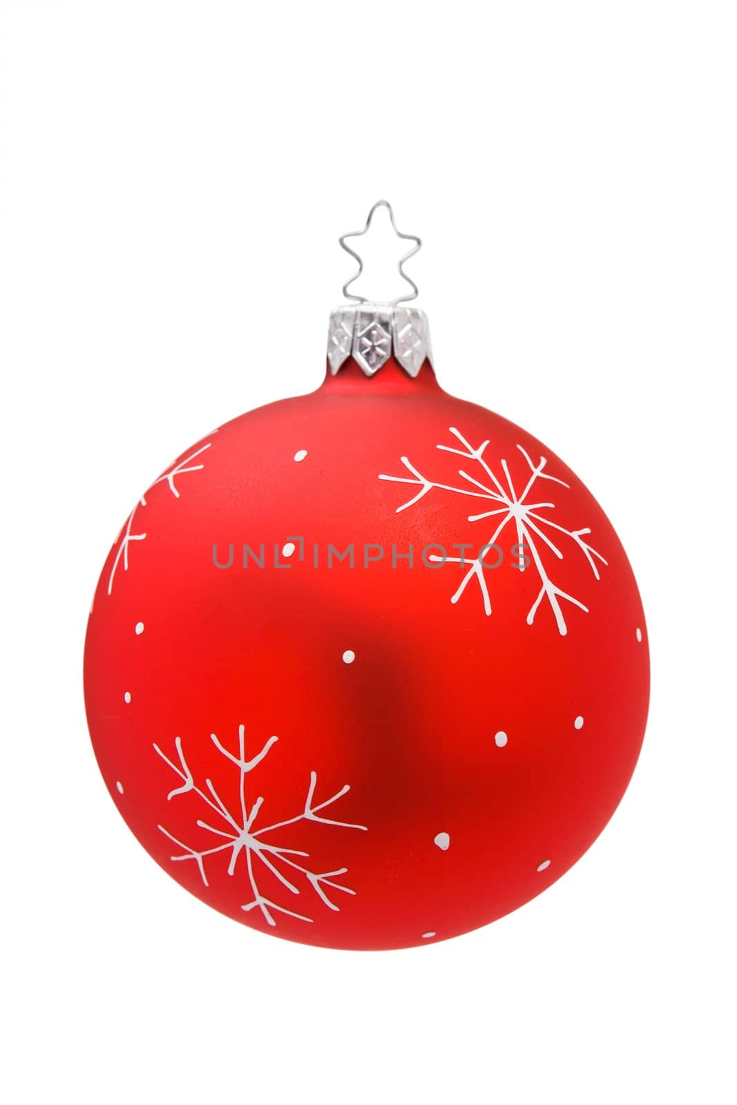 Red christmas tree ball isolated on a white background.