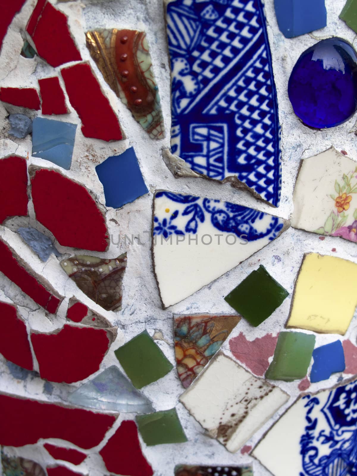 Mosaic made from broken pieces of ceramic