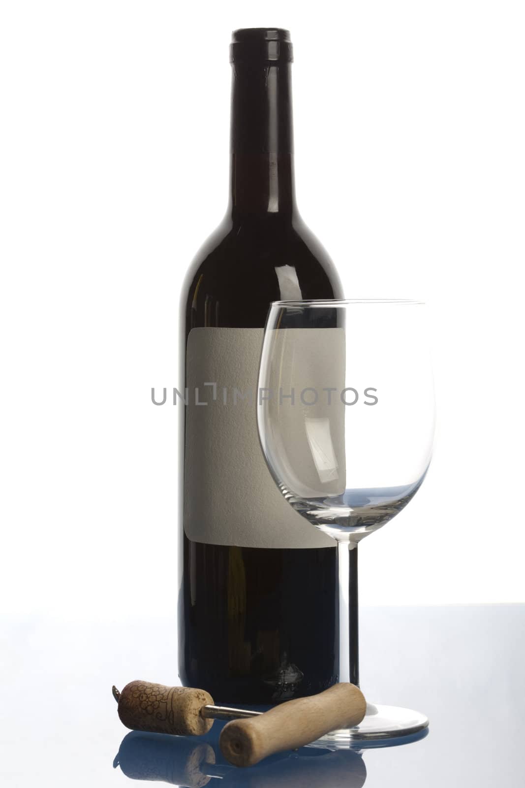 Alcohol - a bottle of wine on light background