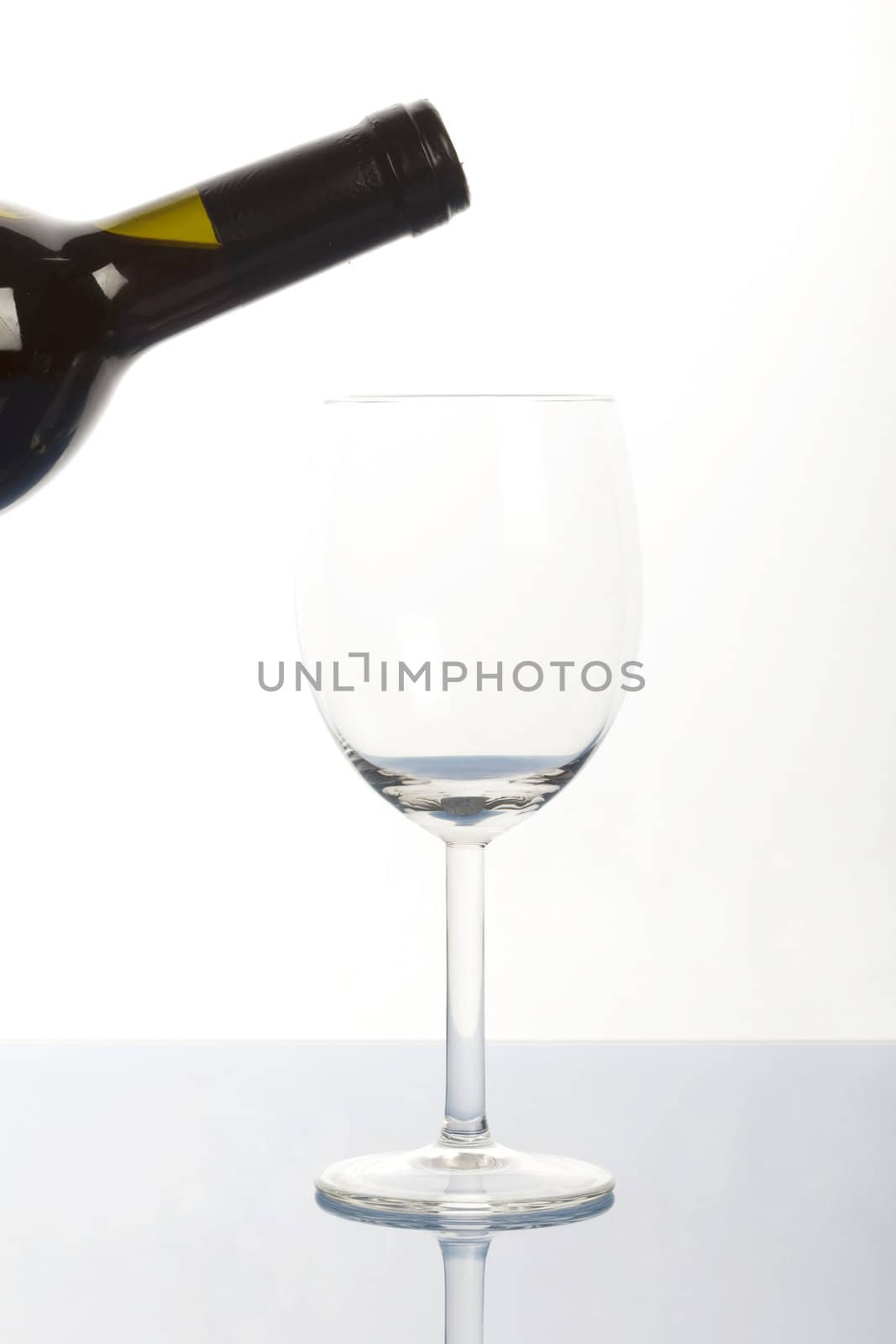 Alcohol - a bottle of wine on light background