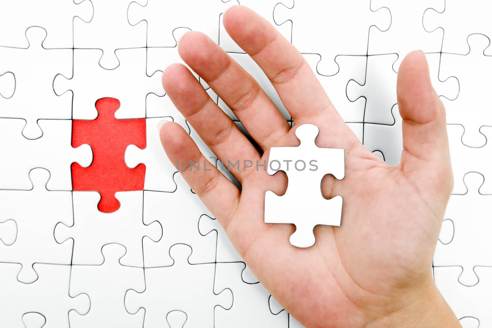 Open hand with the missing puzzle piece.