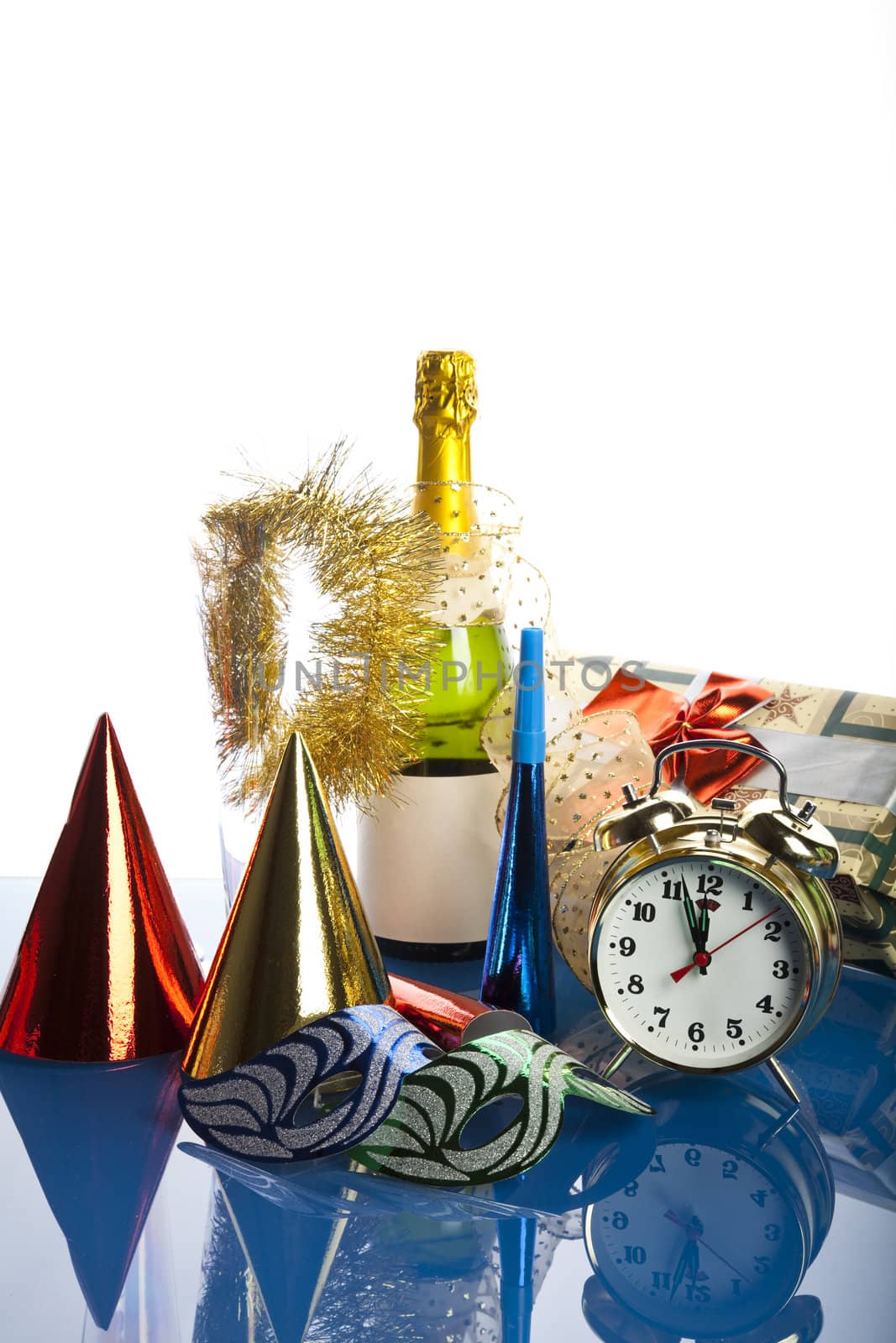 Beautiful big green bottle of chilled champagne on a delicate background