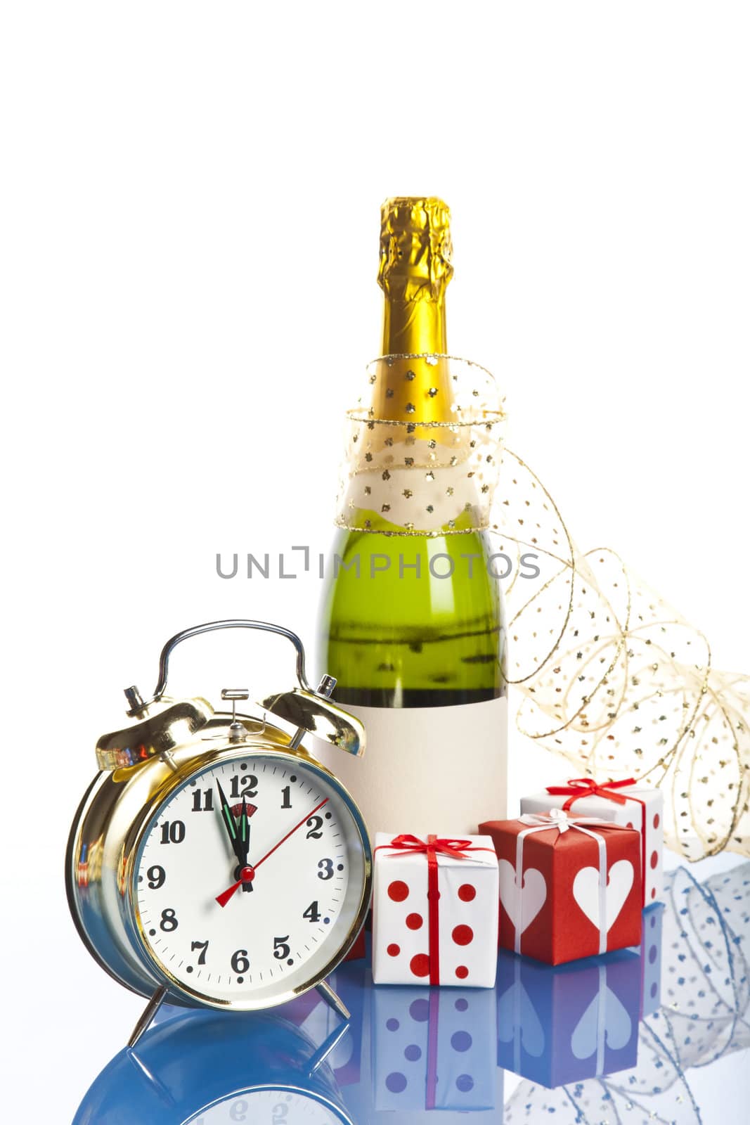 Alcohol - a bottle of champagne on light background