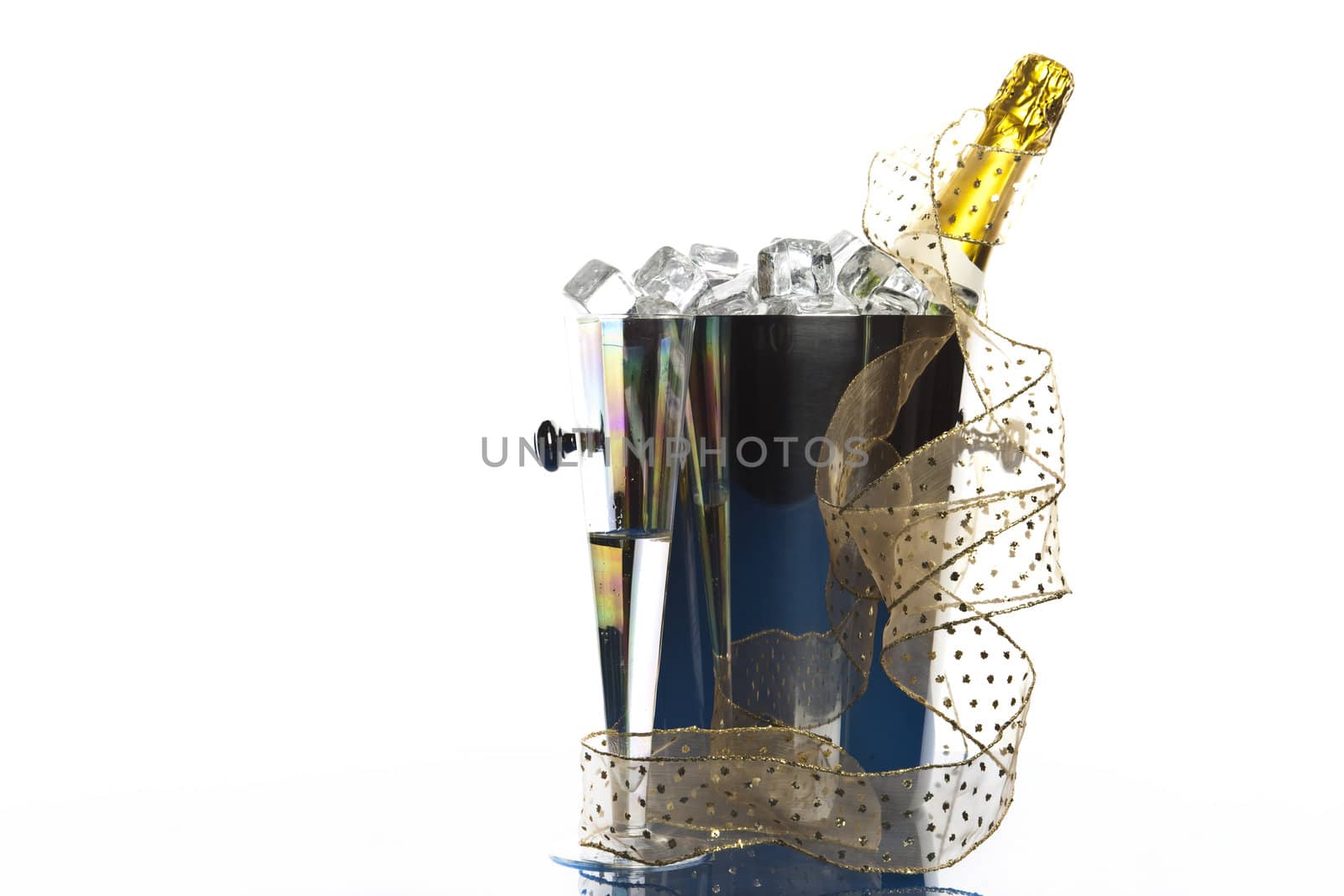 Champagne bottle in a cooler