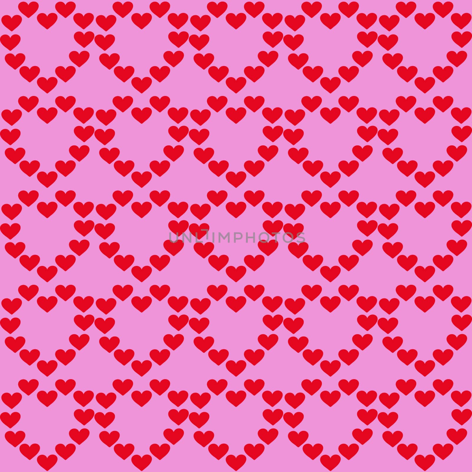 Background from hearts. Red hearts on a pink background.