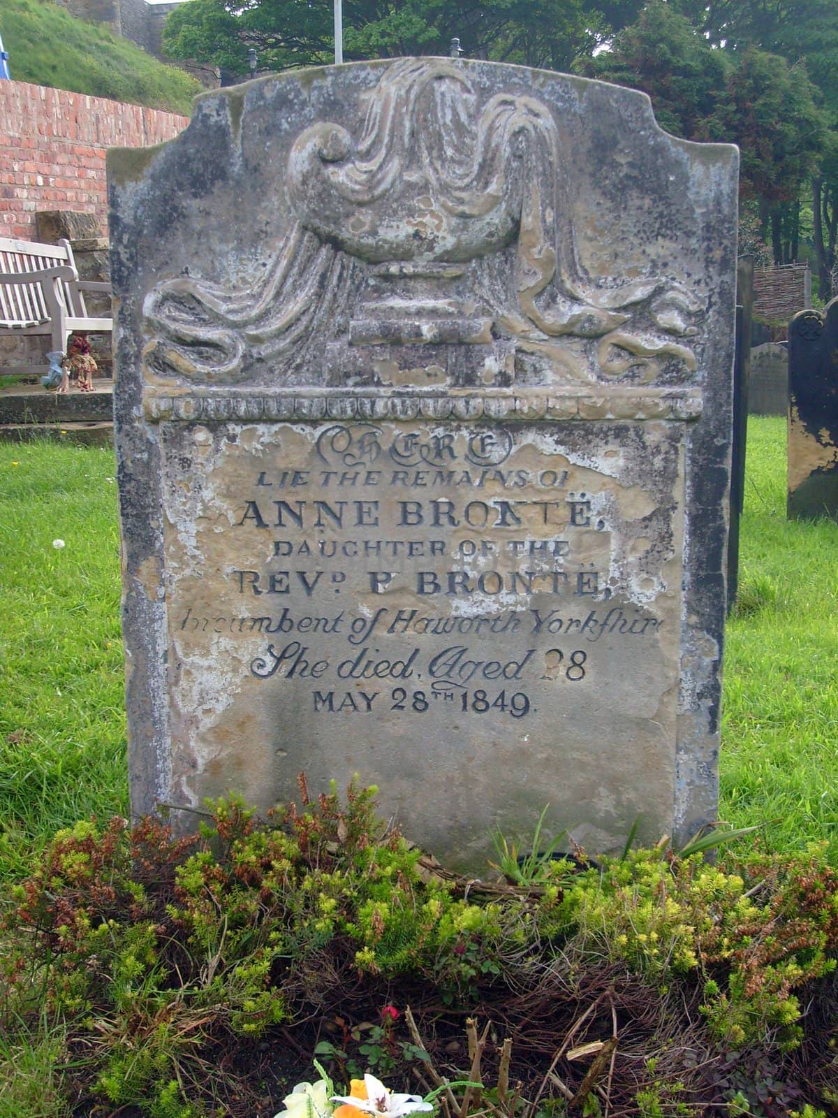 Anne Brontes Gravestone, Saint Marys Church cemetery, Scarborough, England.