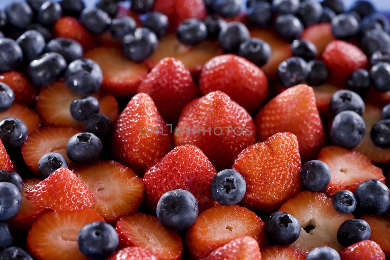 Fresh blueberries and strawberries by jarenwicklund