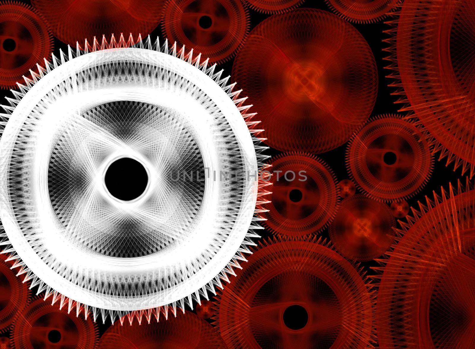 Considerable quantity of gears on a black background
