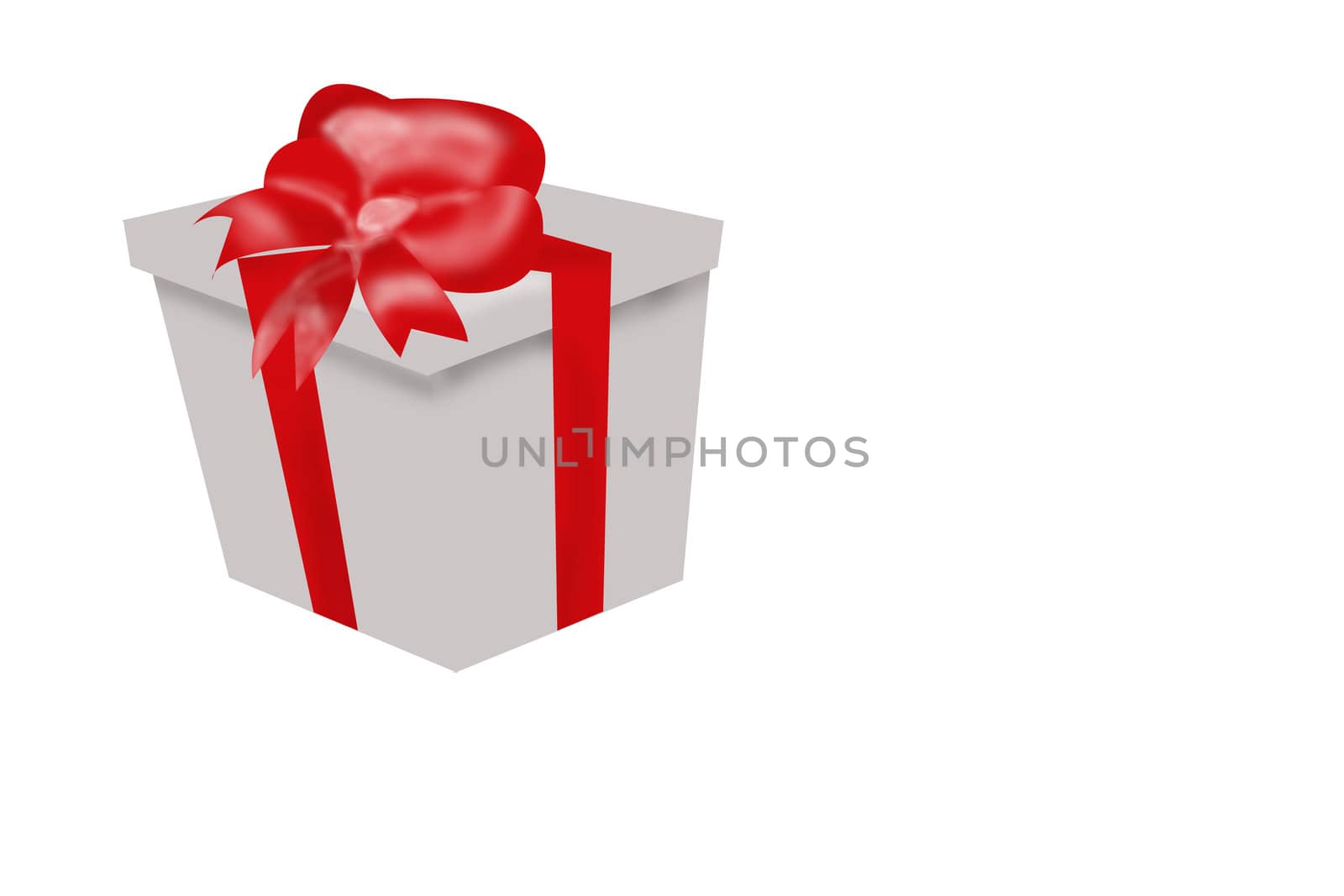 Gift Wrapped Box with Red Ribbon and Bow Isolated on a White Background