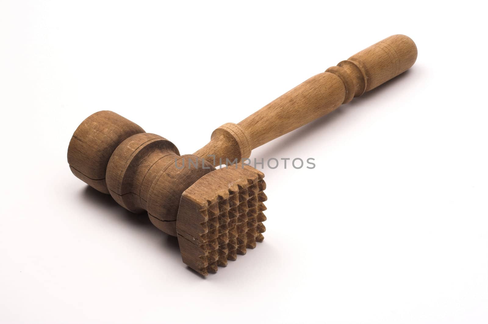  Wooden meat hammer on white background