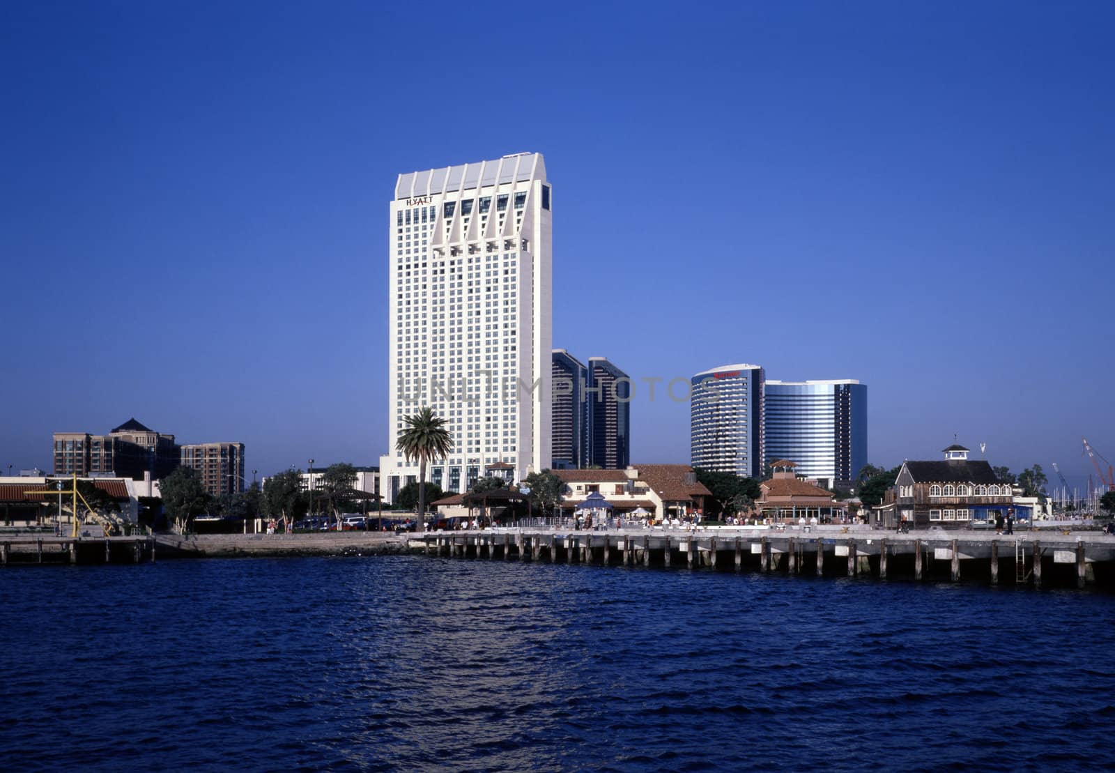Seaport Village in San Diego with hotel Hyatt and Marriott
