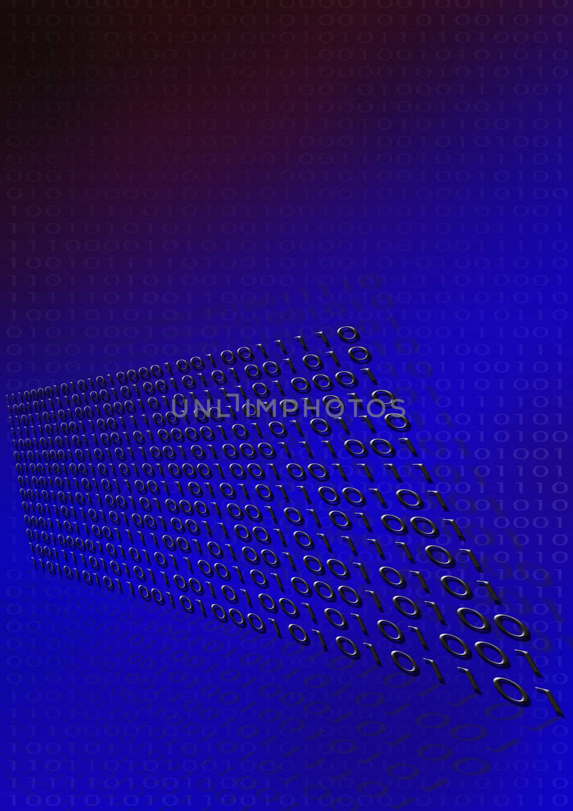 Computer generated digital binary code in blue