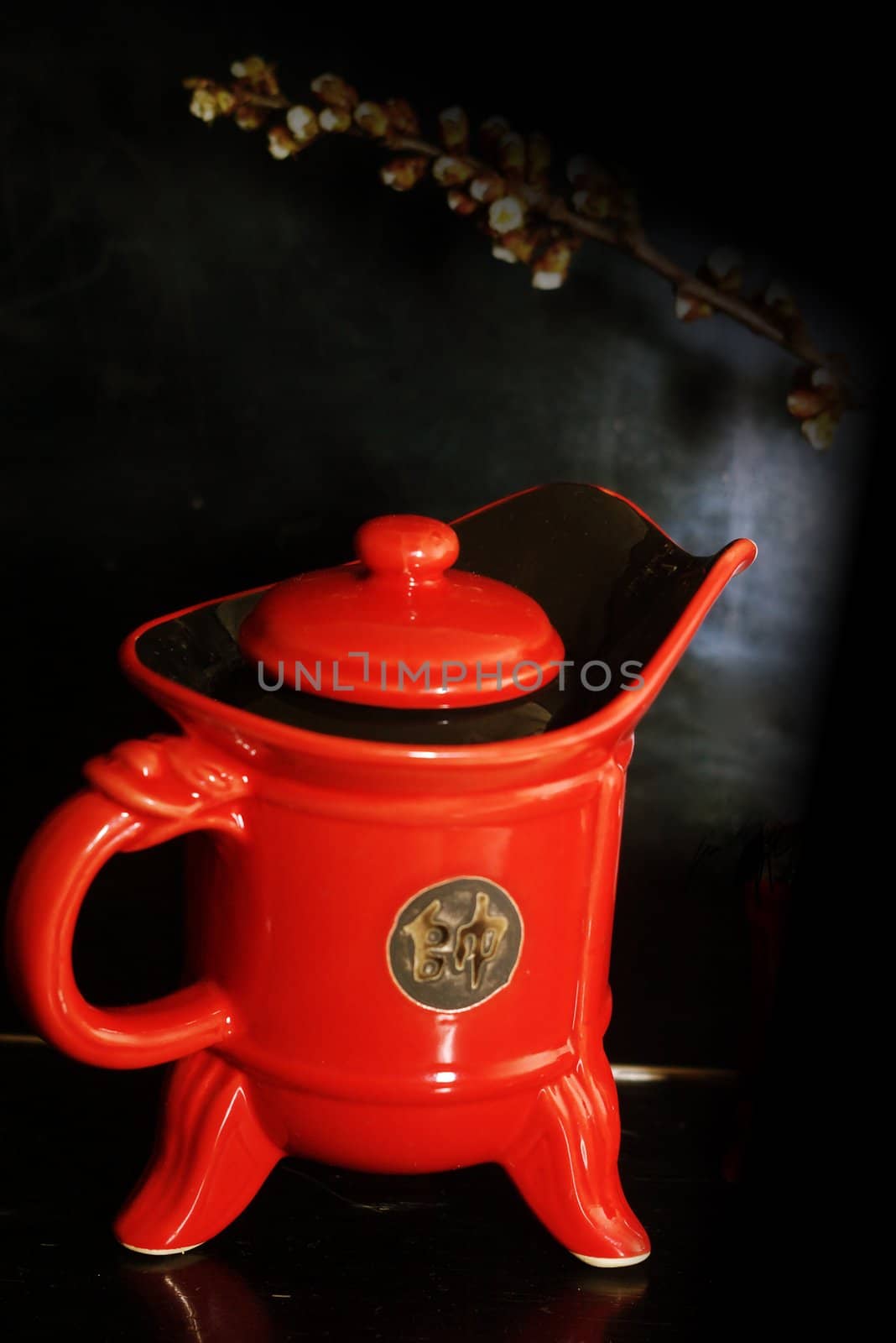 red china teapot