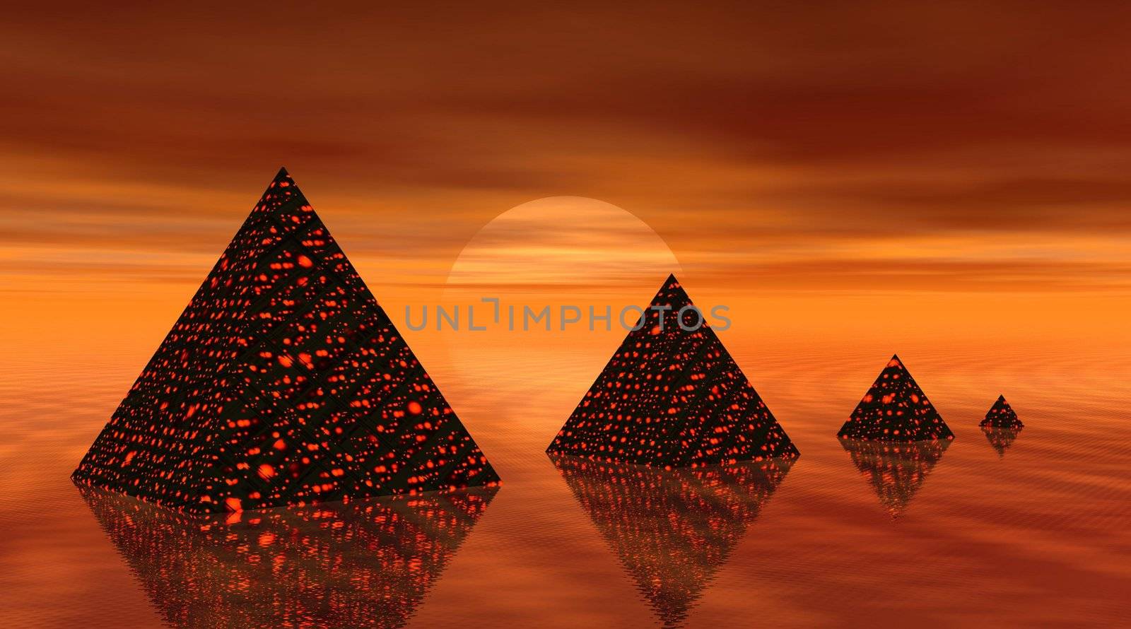 Four pyramids by sunset by Elenaphotos21