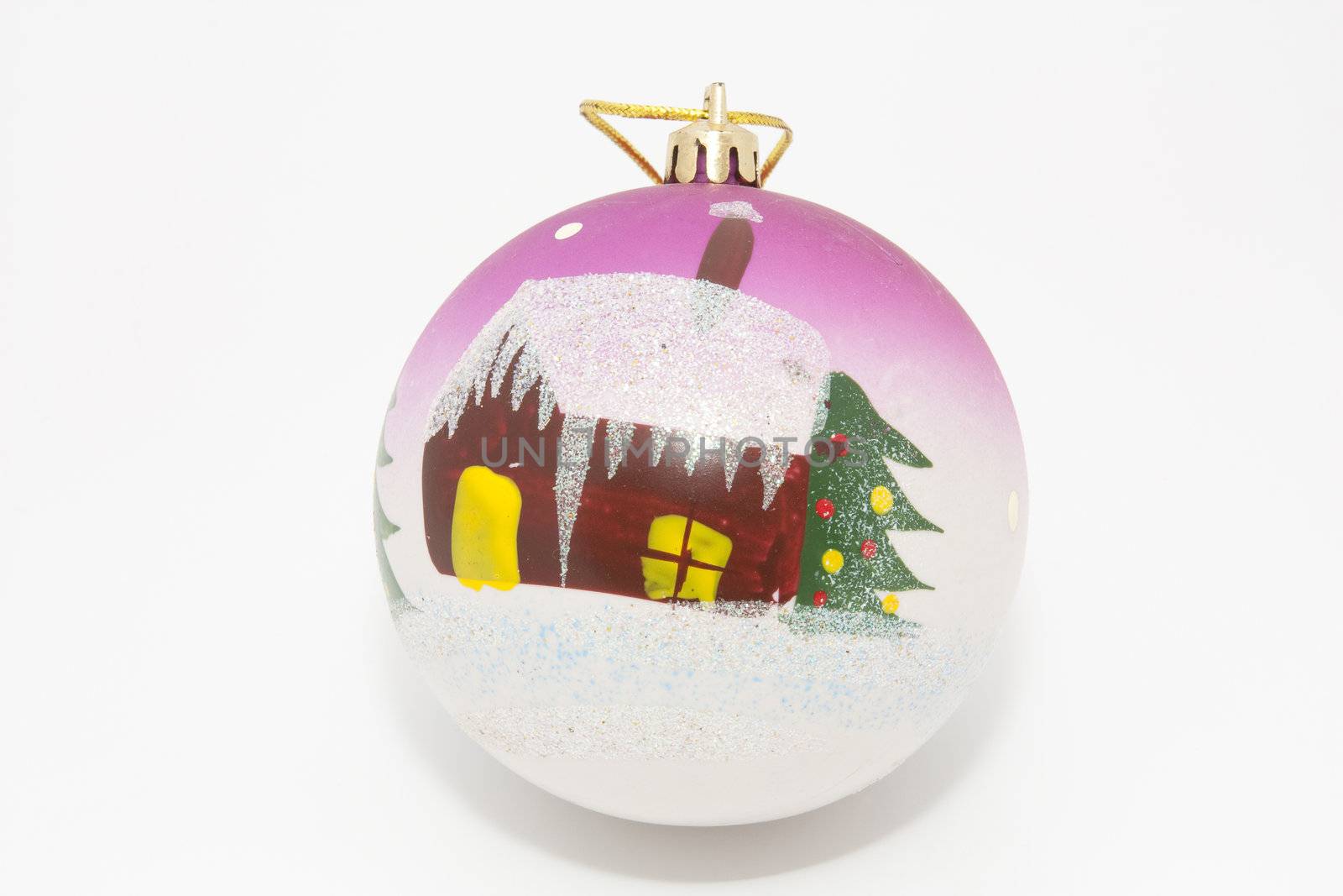 Fur-tree toy - a sphere with house and fur-tree drawing by Jaklin
