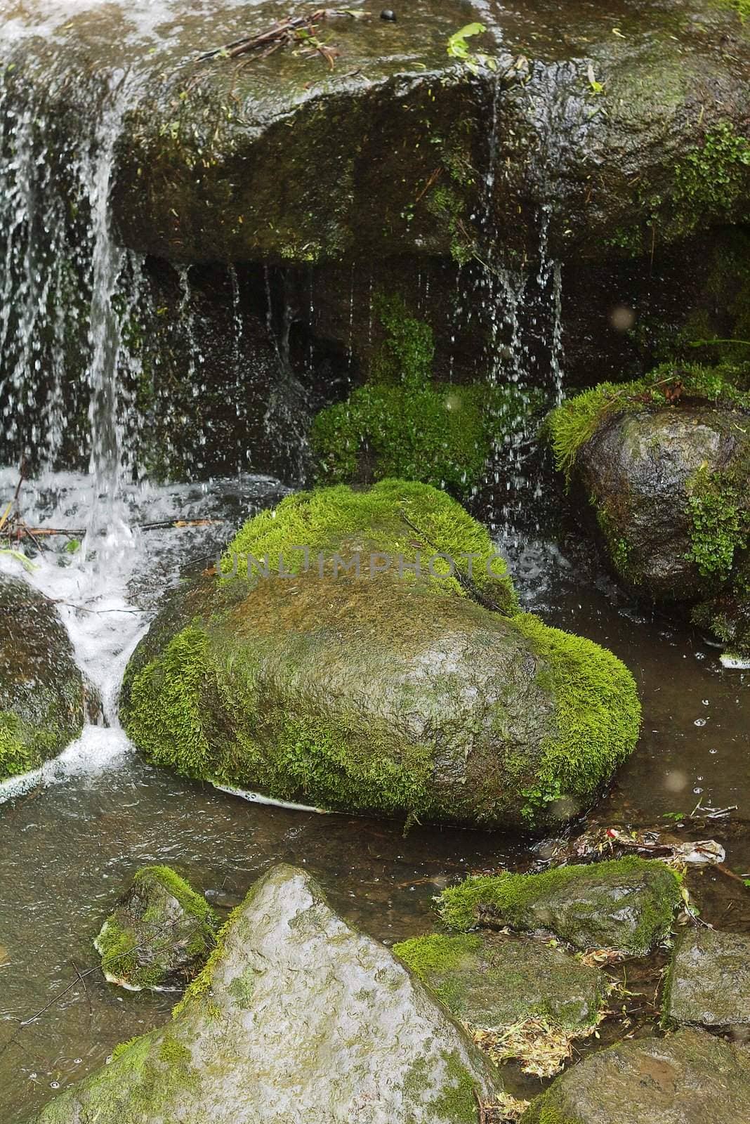 scenic waterfall with the heart-shaped stone by paolo