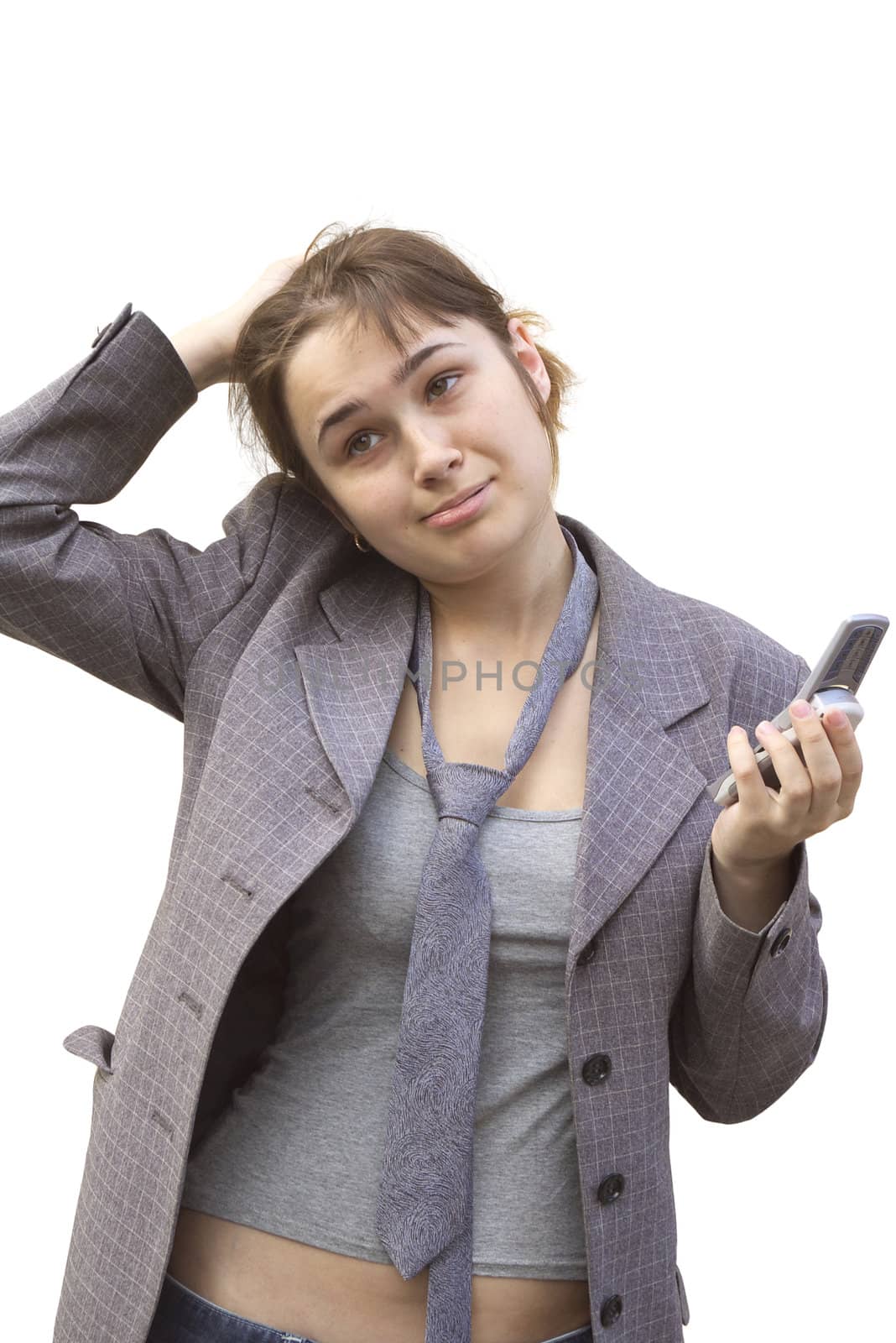 A young pretty businesswoman with mobile phone
