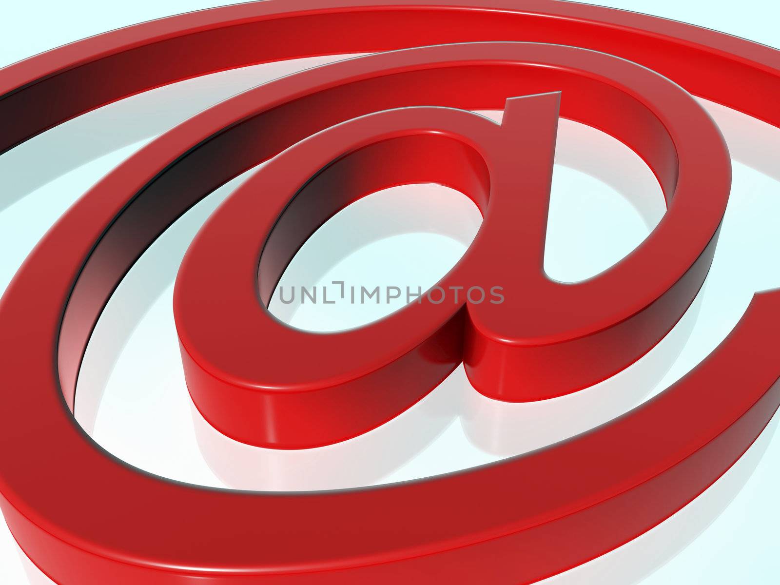 3d red e-mail icon - at @