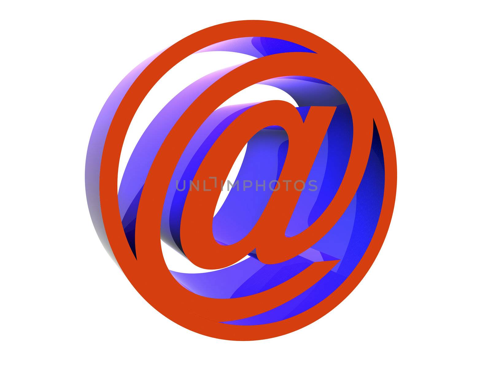 3d red e-mail icon - at @ - isolated image