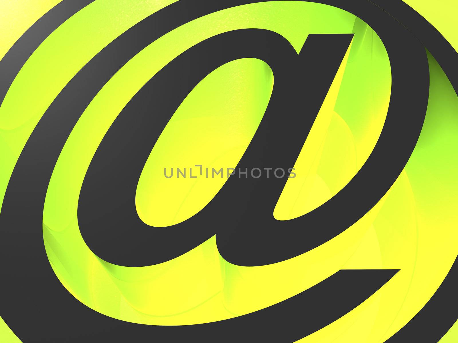 3d black e-mail icon on green background - at @