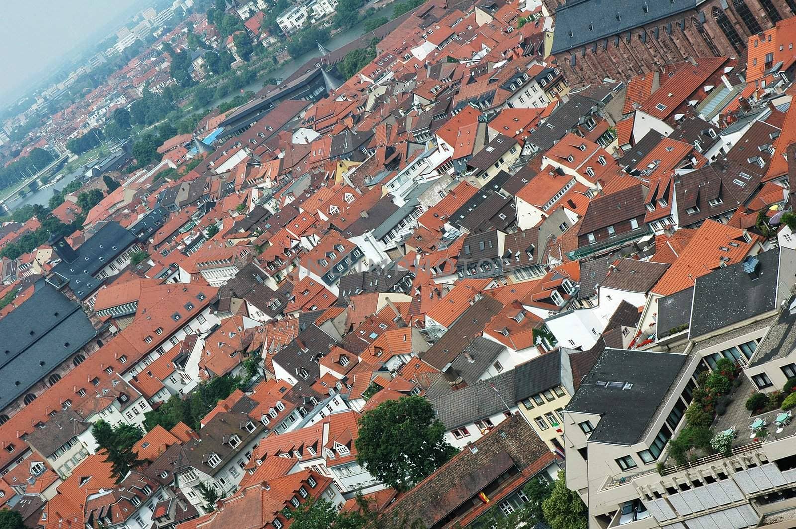 View of roofs of buildings from top