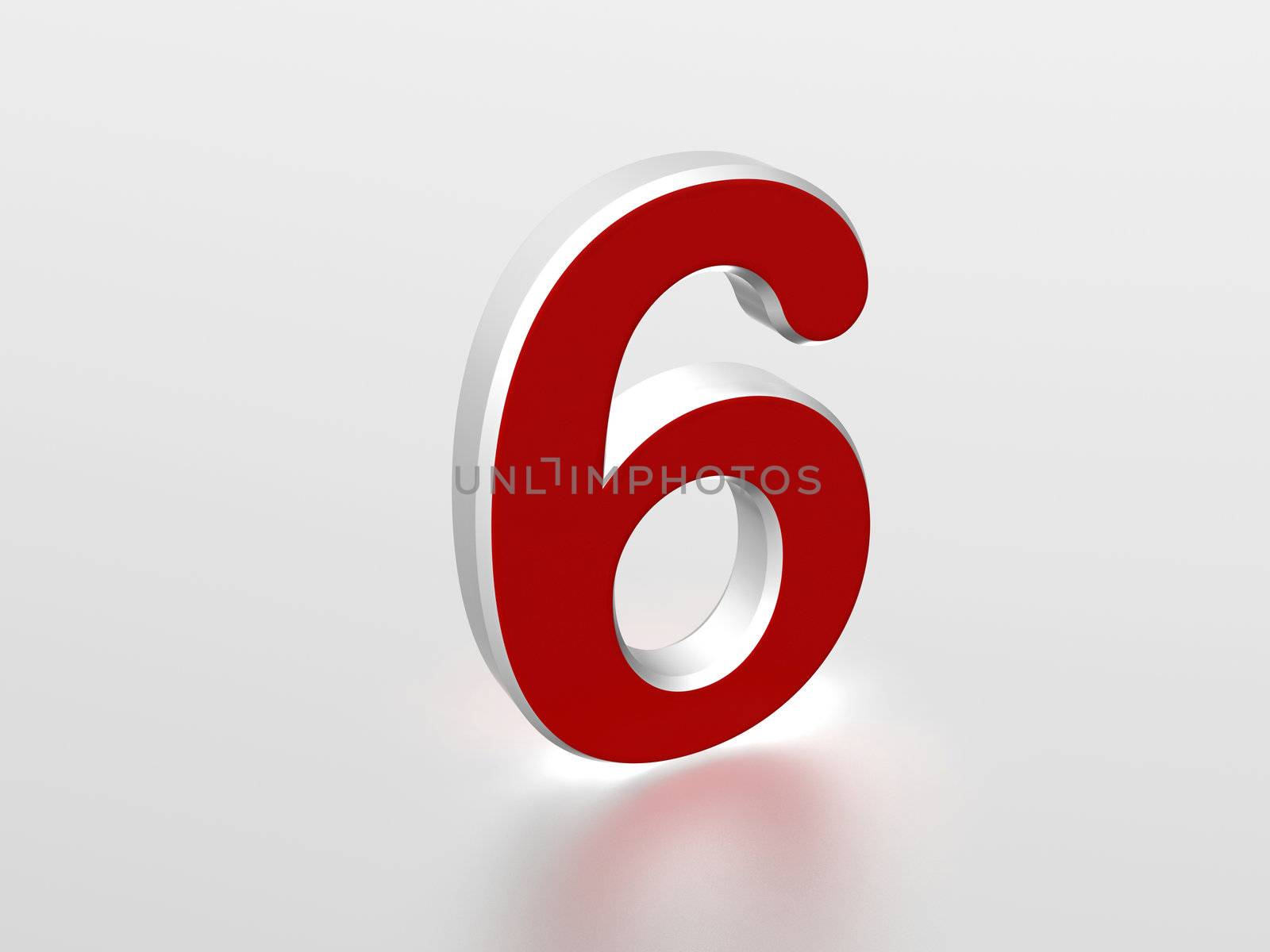 The number 6 - computer generated image