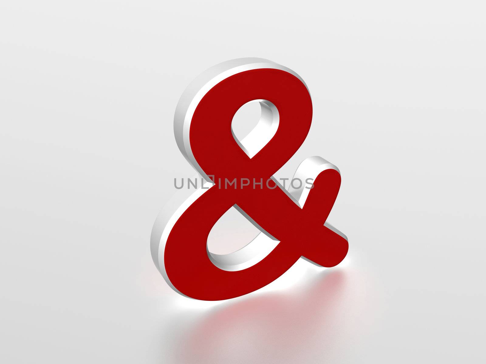 3d rendering of the and sign in red and white