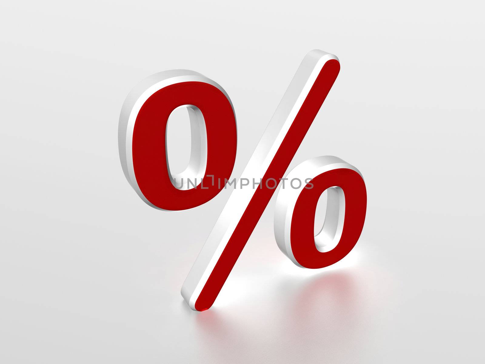 3d rendering of the percentage sign in red and white