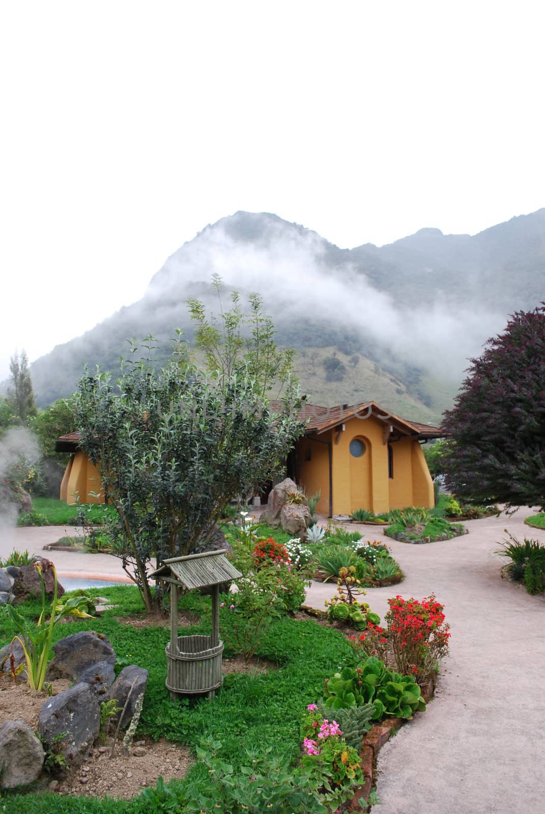 A hot springs resort in the mountains at Papallacta, Ecuador.