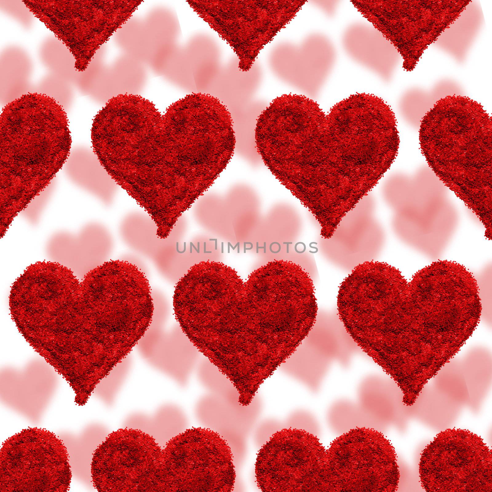 Valentine card, hearts red background