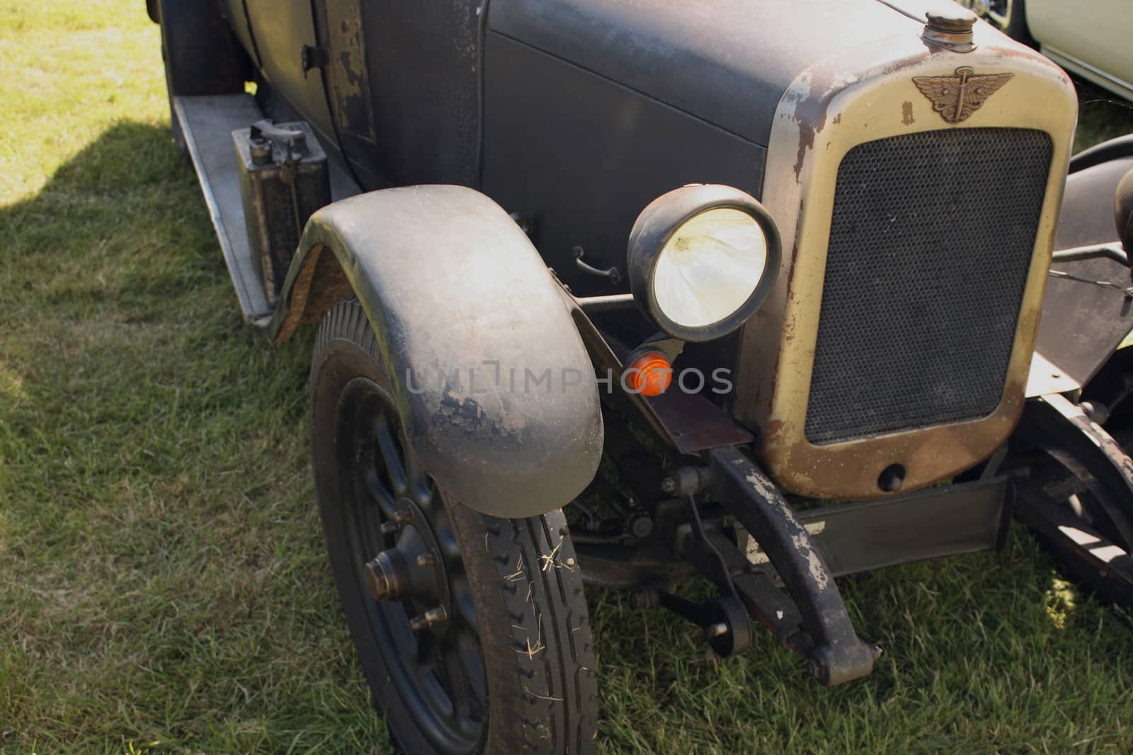 front close shot of old vintage car