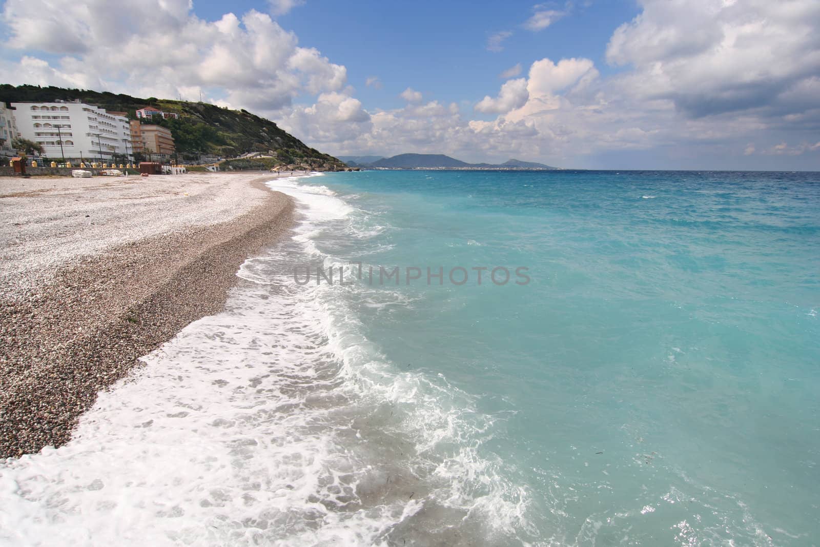 Hotels at the beach in Rhodos, Greece