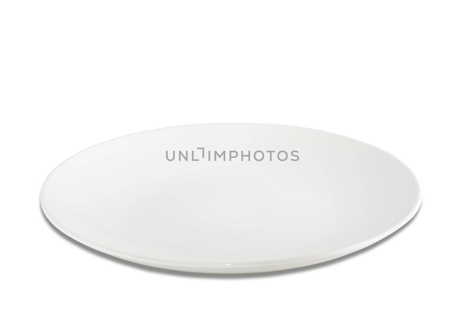 simply white plate on white background, isolated, with path