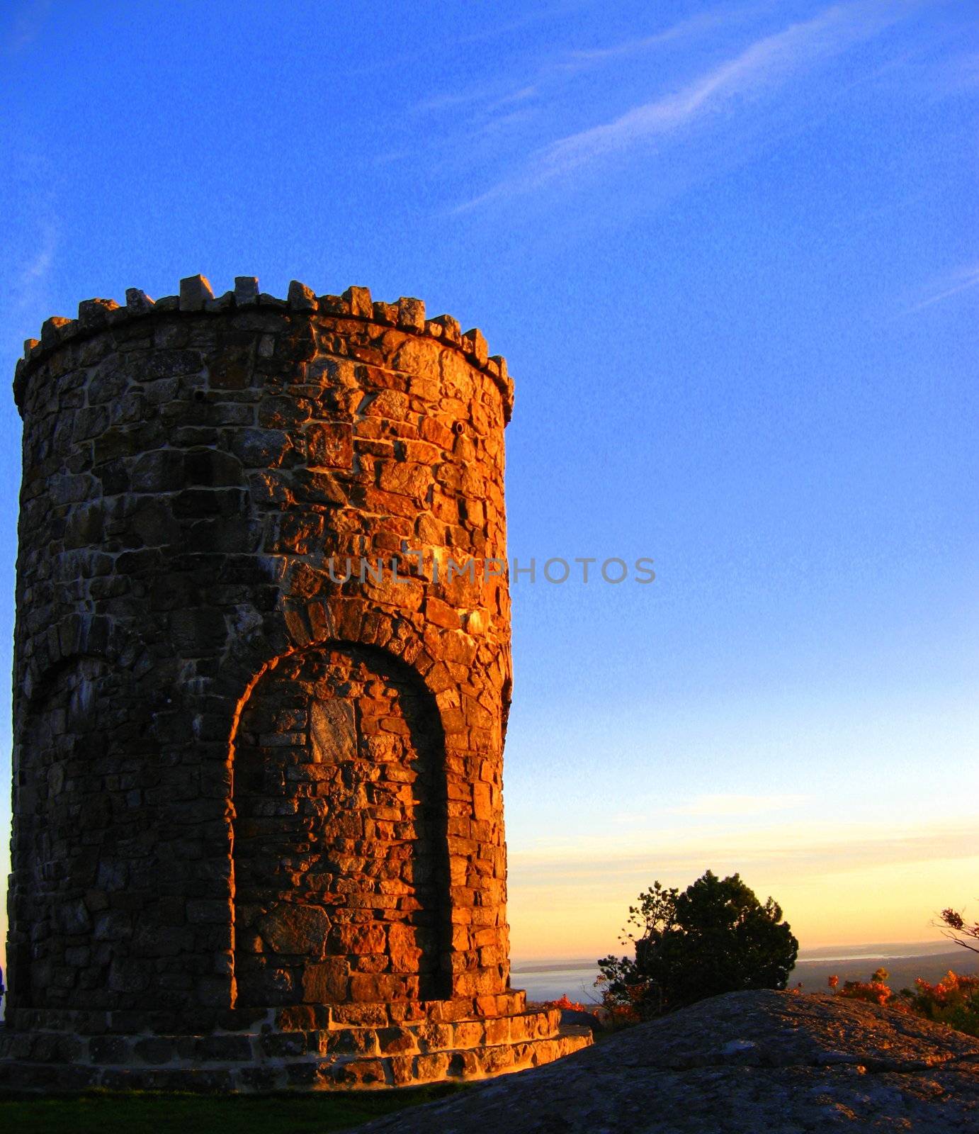 an old stone observatory tower at Mt. Battie, near Camden, Maine