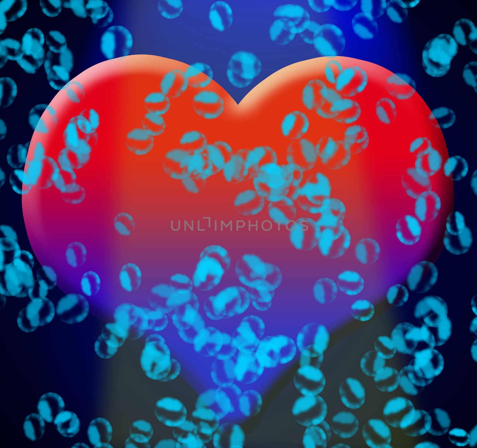 illustration of the heart uderwater with bubbles