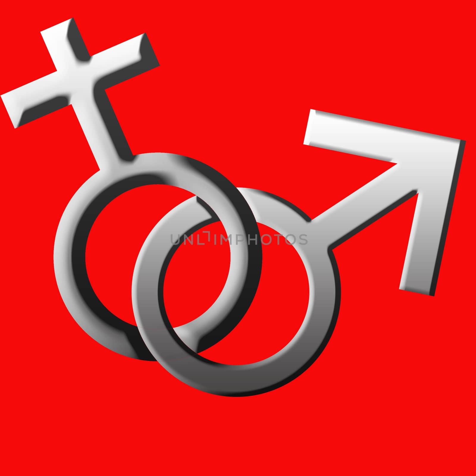 illustration of the man and woman signs on the red background