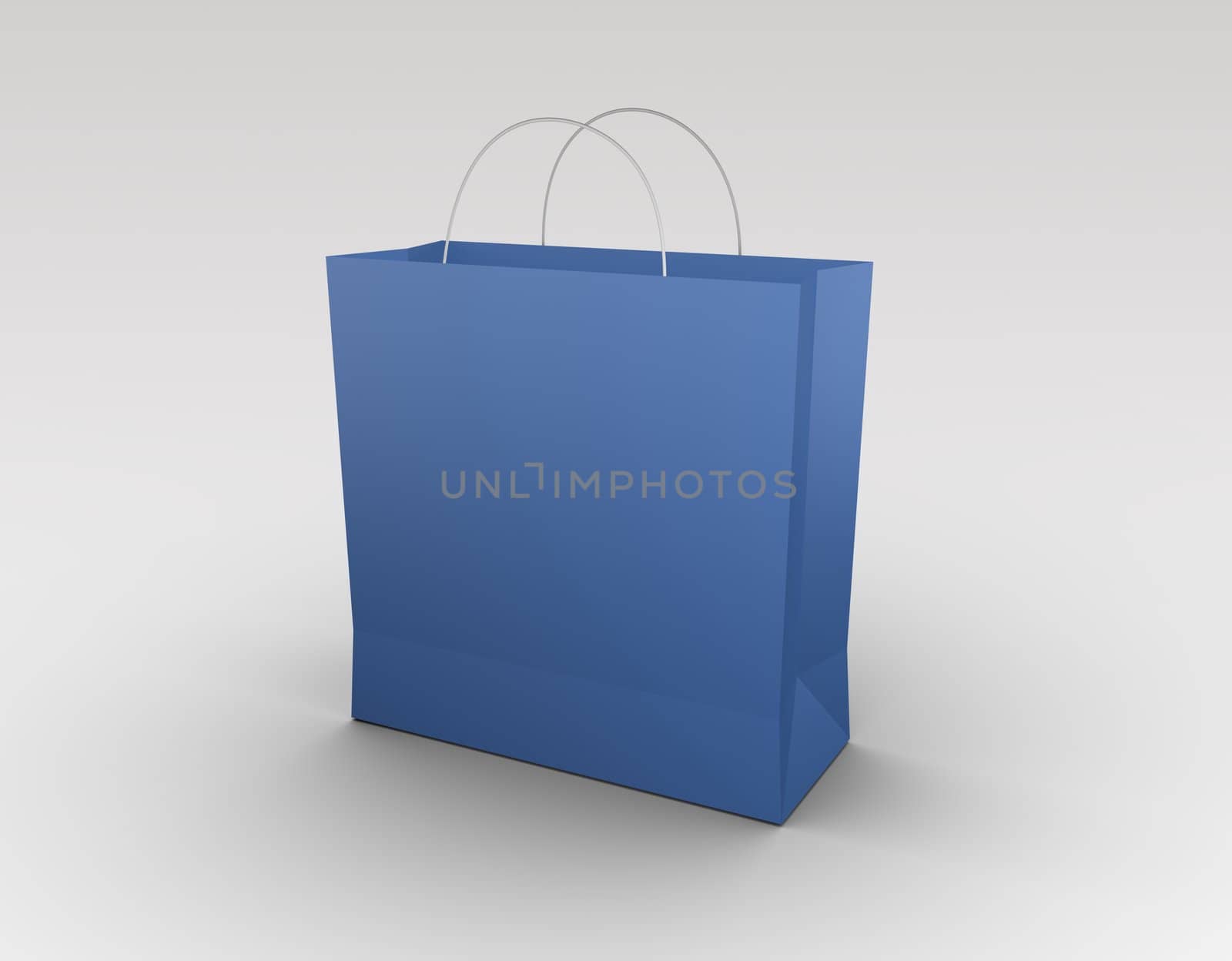 Blue shopping bag. High quality 3D rendered image.
