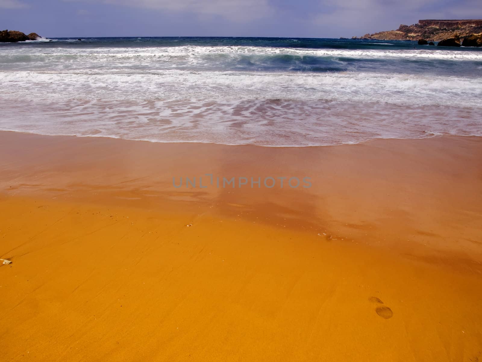 Beautiful Mediterranean beach on the island of Malta in HDR