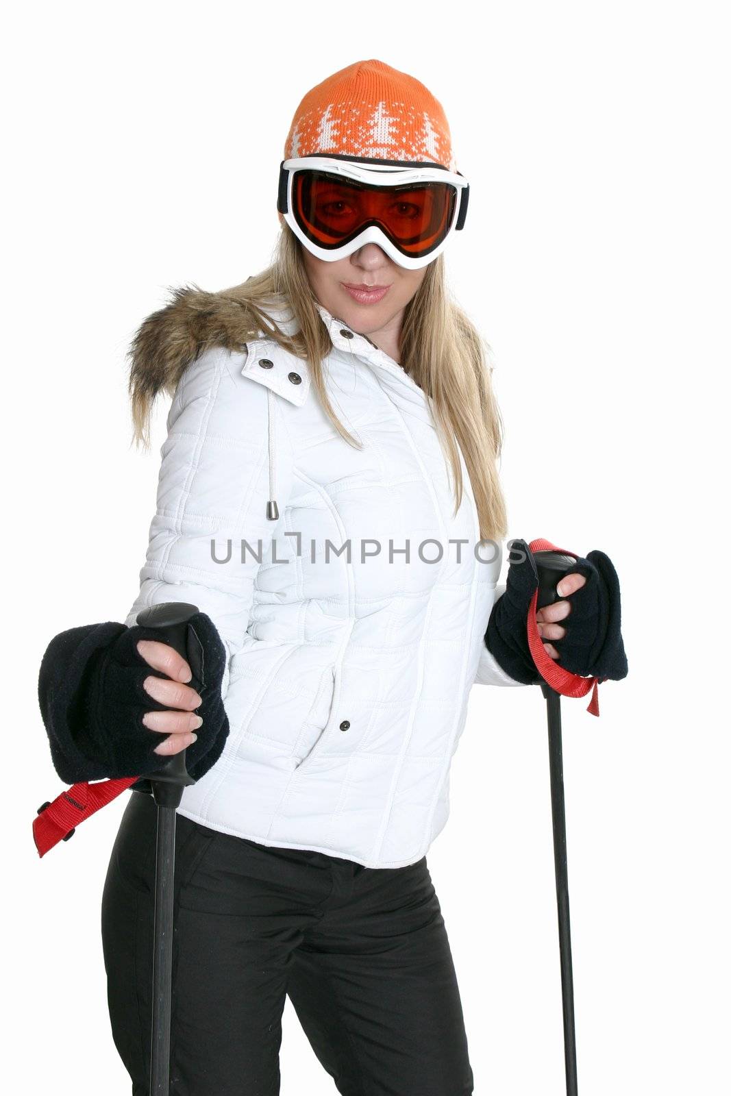 Female ready to hit the winter slopes.
