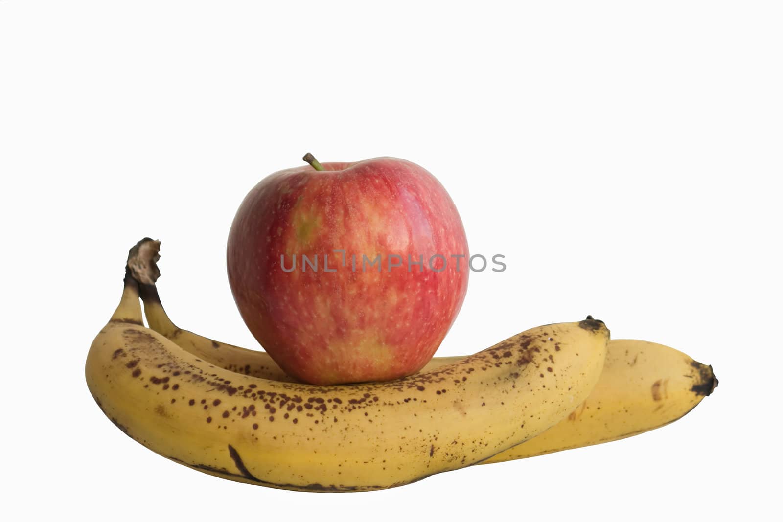 Fruits-apples and two bananas isolated on a white background.
