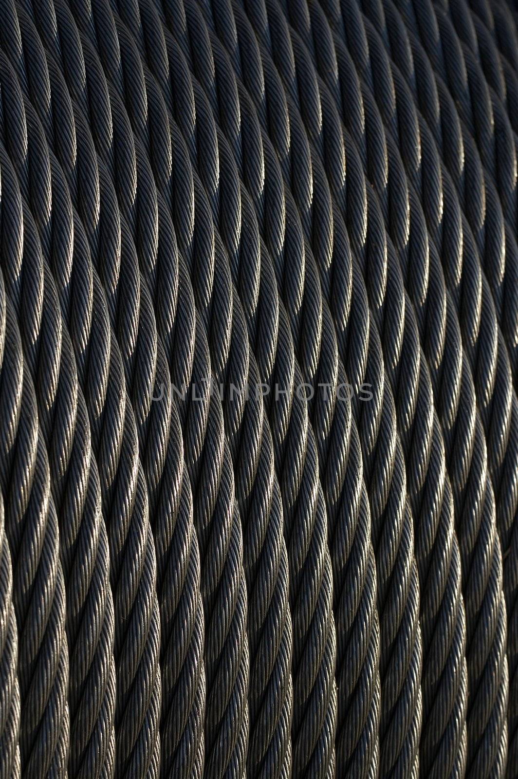 close up of rows of steel cable 