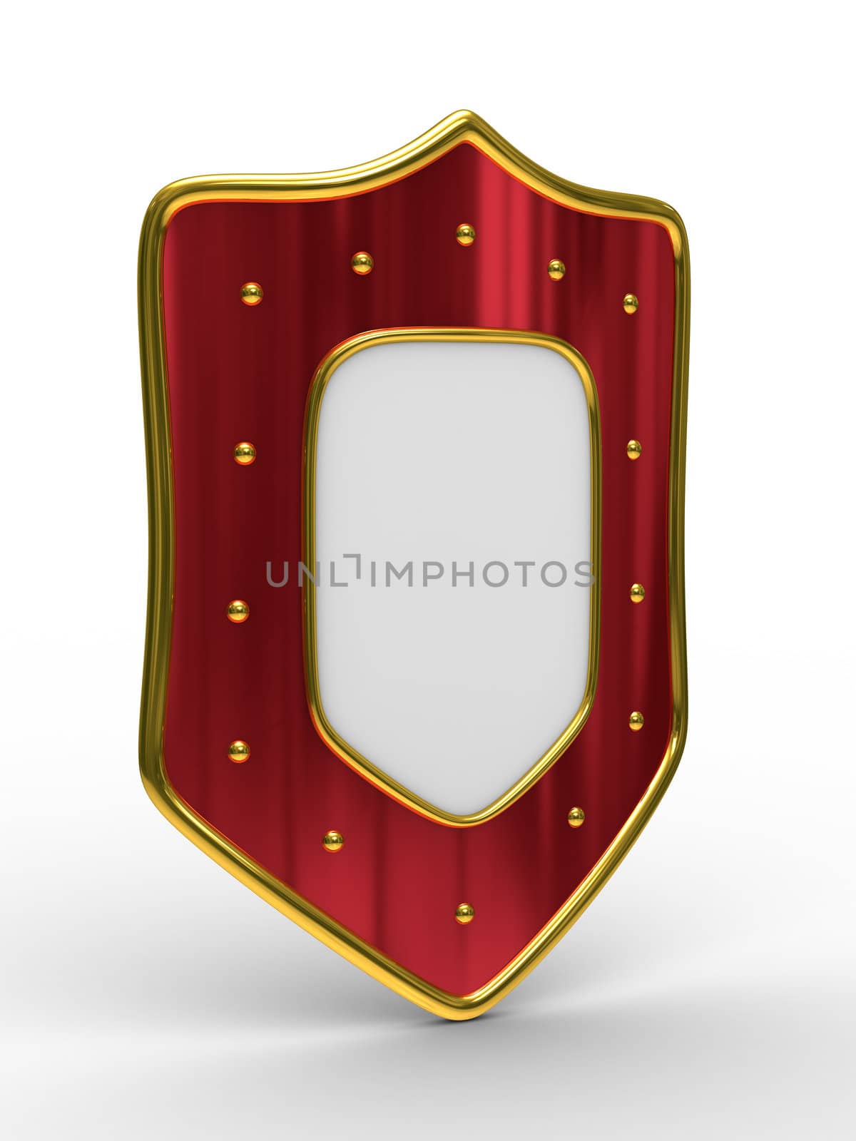 red shield on white background. isolated 3D image