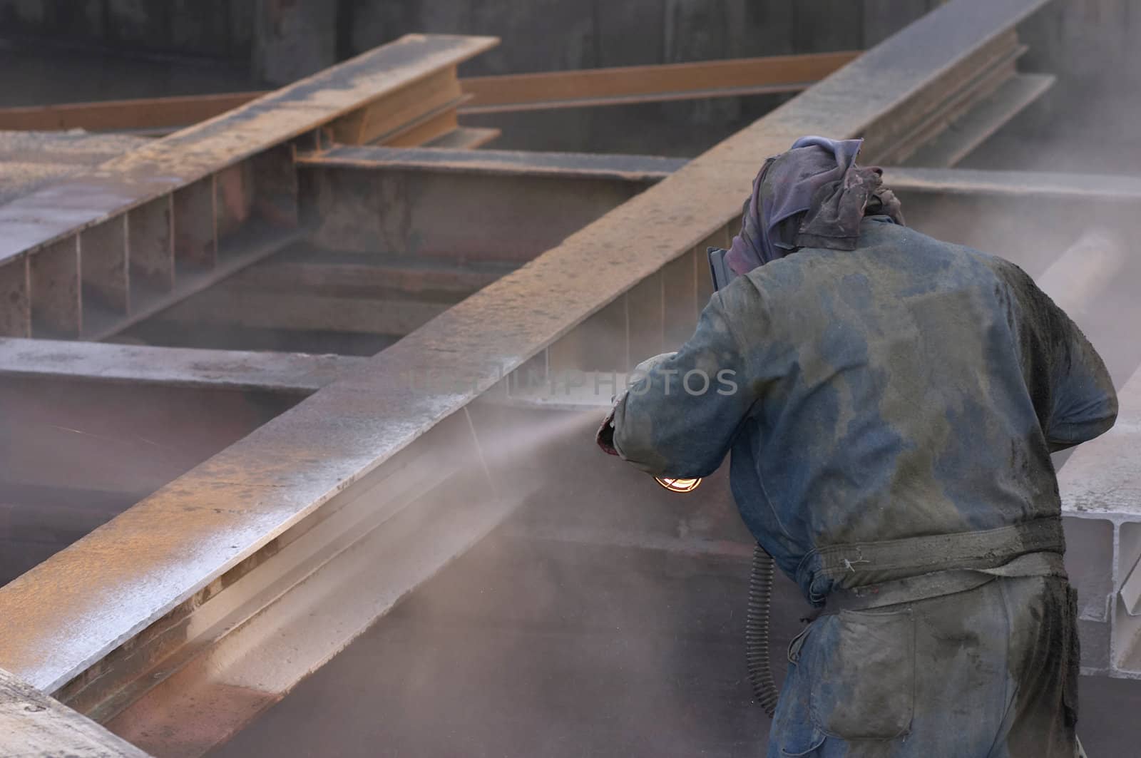 sandblaster at work