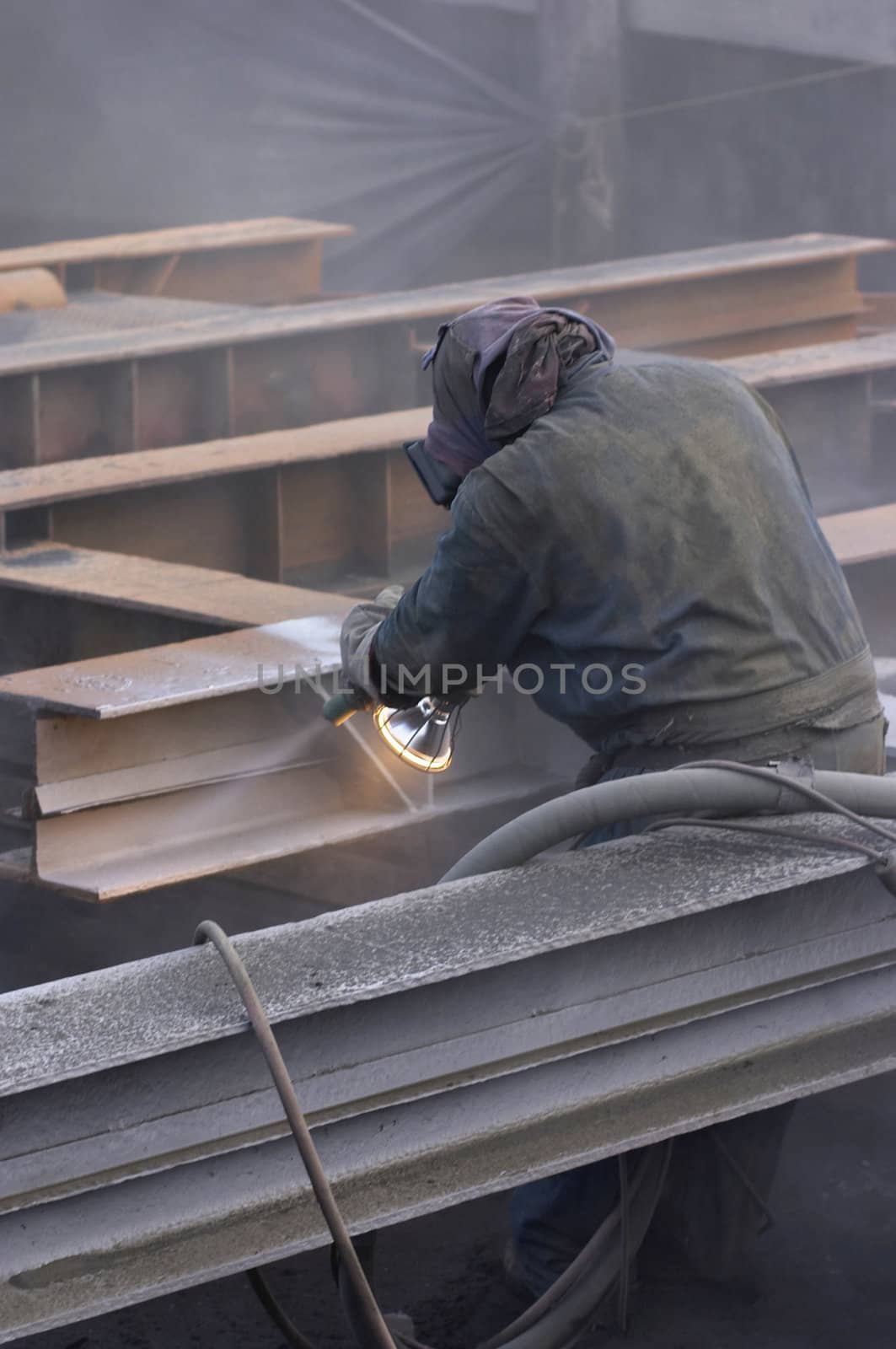 sandblaster at work